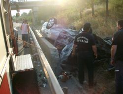 Tem'de Otomobil Takla Attı