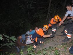 Ticari Taksi Uçuruma Yuvarlandı: 3 Yaralı