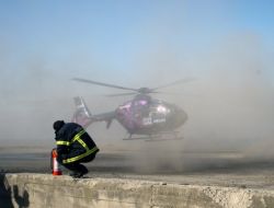 Pisti Olmayan Zonguldak'ta, Helikopter Ambulans Hizmeti Toz Duman İçinde