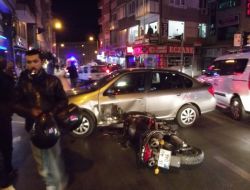 Kaza Yapan Motosiklet Sürücüsü Kaskı Sayesinde Kurtuldu