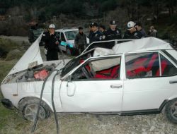 Takla Atan Otomobil, Elektrik Direğine Çarparak Durdu: 2 Yaralı