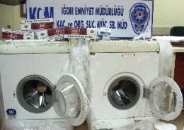 Çamaşır makinesi içinde 6 bin 500 paket sigara