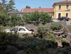 Otomobiliyle Ağaca Çarptıktan Sonra Bahçeye Uçtu