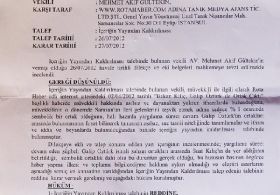 SUAT KILIÇ'A YARGIDAN RET