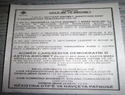 Dtp, Kandilden İnen Pkk'lıların Patnos'a Gelişiyle İlgili Kürtçe Davetiye Bastırdı