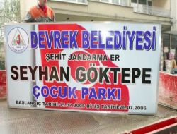 Şehit Erlerin İsmi Park Tabelalarında Yaşatılıyor