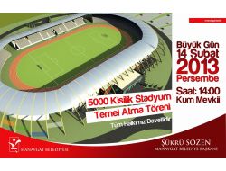 Belediye, Stadyum Temelini Sevgililer Günü'nde Gürsel Tekin'le Atacak