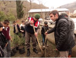 Ulus Zafer İlkokulu Bahçesinde Fidanlar Toprakla Buluştu