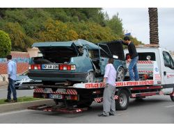 Takla Atan Araç Palmiye Ağacına Çarparak Durdu