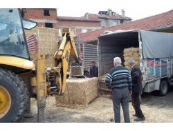 Orhaneli'nde 40 Ton İthal Saman Besicilere Dağıtıldı