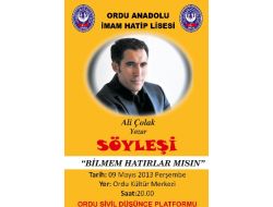 Yazar Ali Çolak Ordu’ya Geliyor