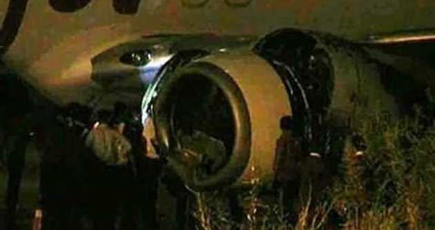 Uçak sığıra çarptı