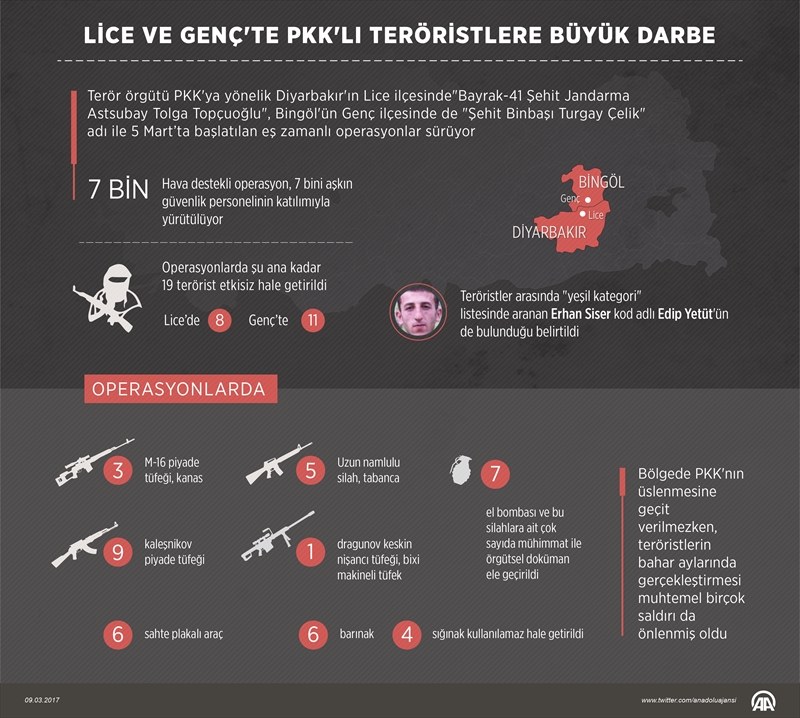 Lice ve Genç'te PKK'lı teröristlere büyük darbe