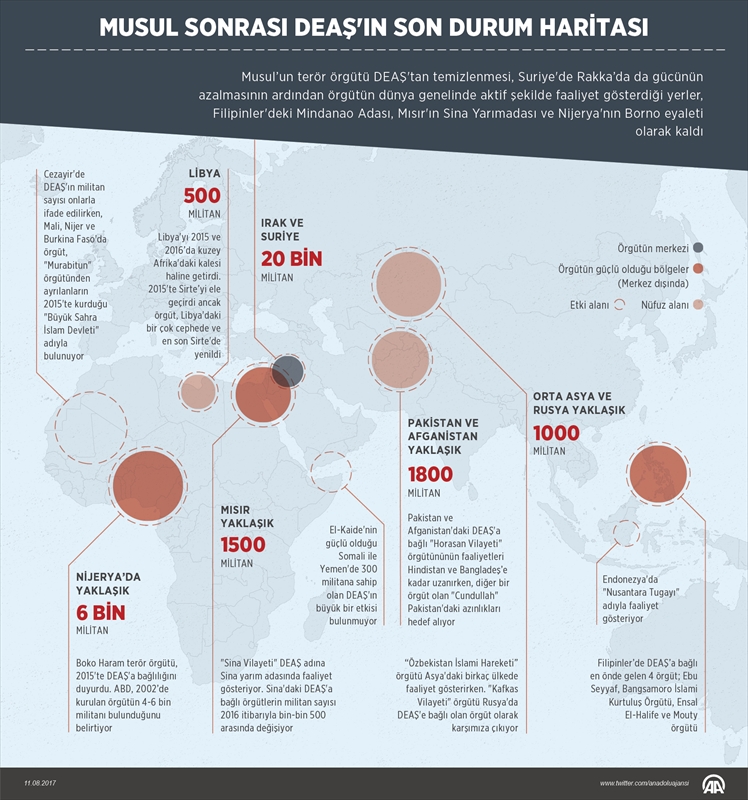 Musul sonrası DEAŞ'ın son durum haritası