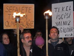 Kesk'ten Tekel İşçilerine Meşaleli Destek