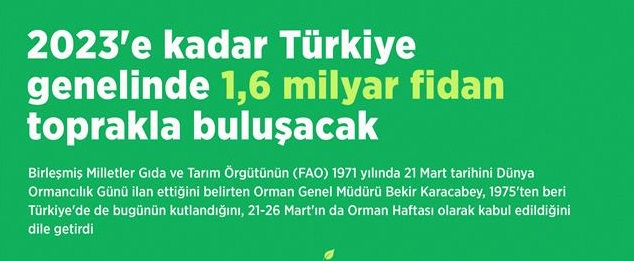 2023'e kadar Türkiye genelinde 1,6 milyar fidan toprakla buluşacak!