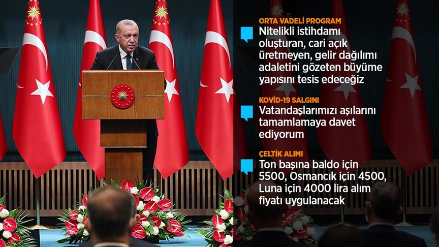 Cumhurbaşkanı Erdoğan: Milli gelirimizi Orta Vadeli Program dönemi sonunda 1 trilyon dolar seviyesine taşıyacağız