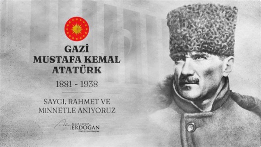 Cumhurbaşkanı Erdoğan, Atatürk'ü saat 09.05'te paylaştığı mesajla andı