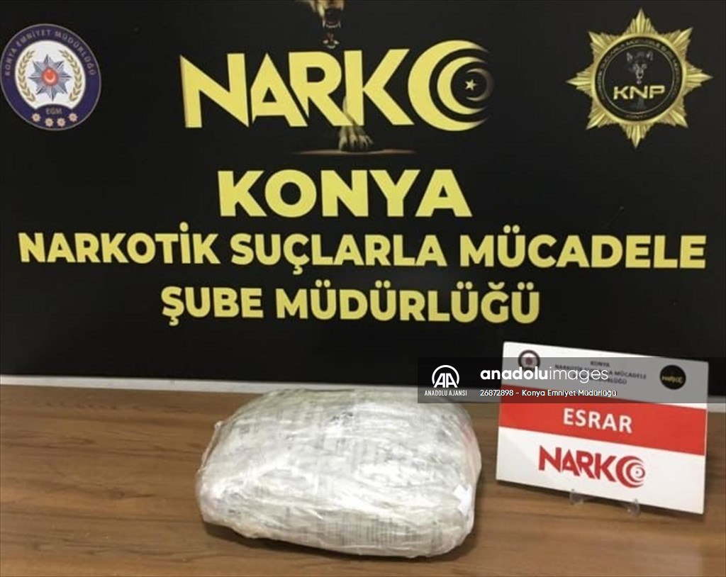 Konya'da 4 kilo 635 gram esrar ele geçirildi!