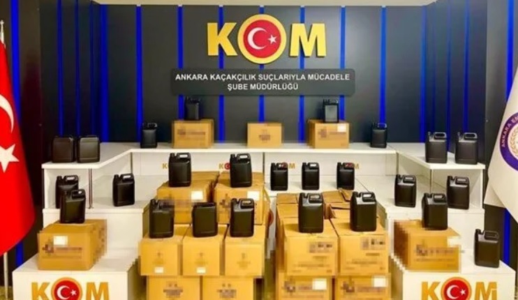Ankara'da 4 milyon liralık 3,5 Ton Etil Alkol ele geçirildi