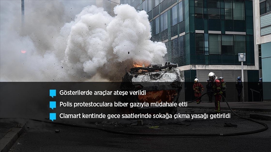 Fransa’daki gösterilerde polis ile göstericiler arasında çatışma