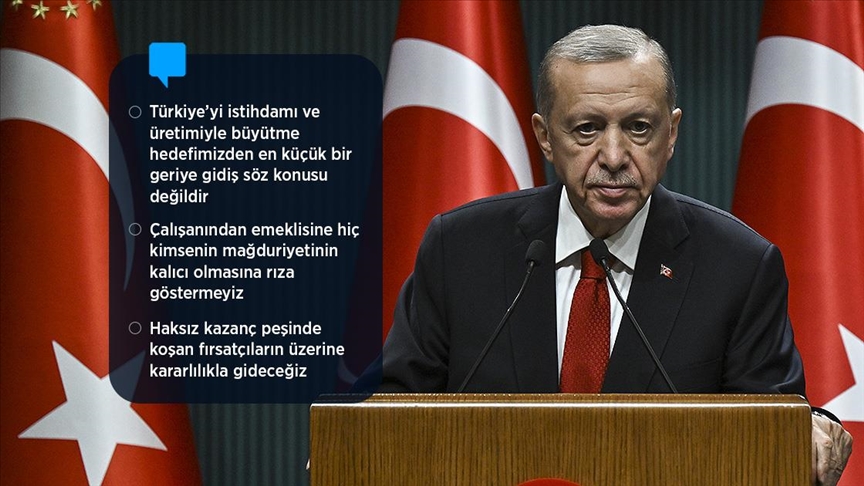 Erdoğan: Depremin istihdama etkisini en aza indirmek için kısa çalışma ödeneğini 3 ay uzatıyoruz