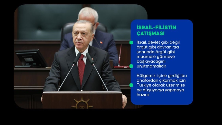 Erdoğan: Filistin halkını topyekun cezalandırmayı amaçlayan fevri kararlardan herkes uzak durmalı