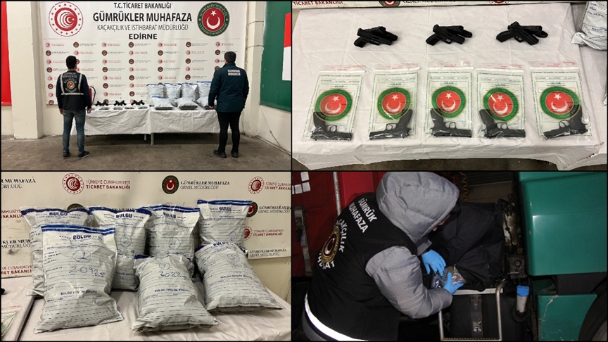 Kapıkule Sınır Kapısı'ndaki operasyonlarda ruhsatsız tabanca ve uyuşturucu ele geçirildi!