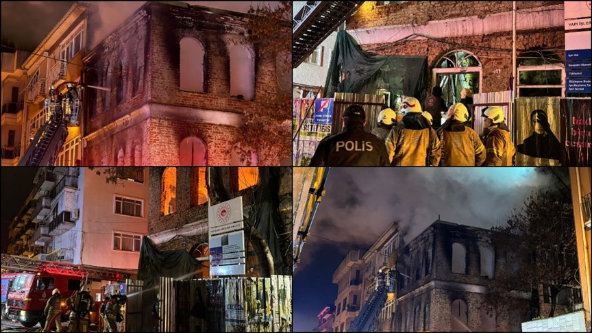Kadıköy'de restorasyon çalışması süren tarihi binada çıkan yangında bir kişi öldü