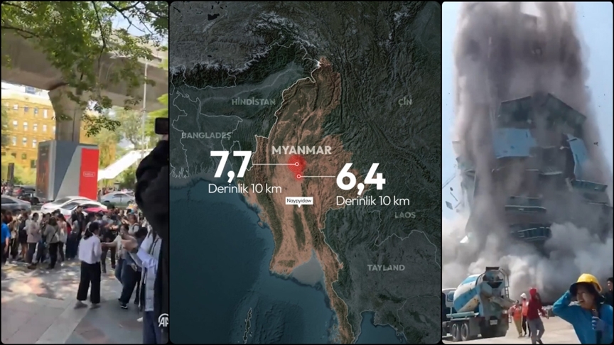 Myanmar'da 7,7 ve 6,4 büyüklüğünde iki deprem