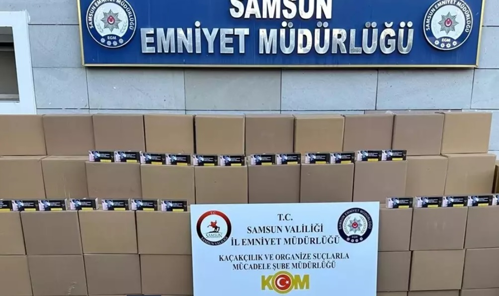 SAMSUN'DA 2.2 MİLYON KAÇAK MAKARON ELE GEÇİRİLDİ