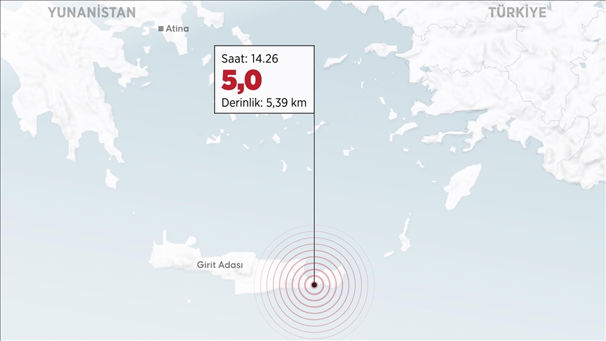 Ege Denizi'nde 5 büyüklüğünde deprem