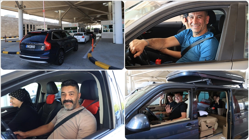 Gurbetçiler Türkiye'ye giriş yapmanın mutluluğunu yaşıyor