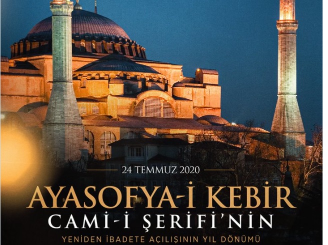 Erdoğan'dan Ayasofya'nın ibadete açılışının yıl dönümüne ilişkin paylaşım