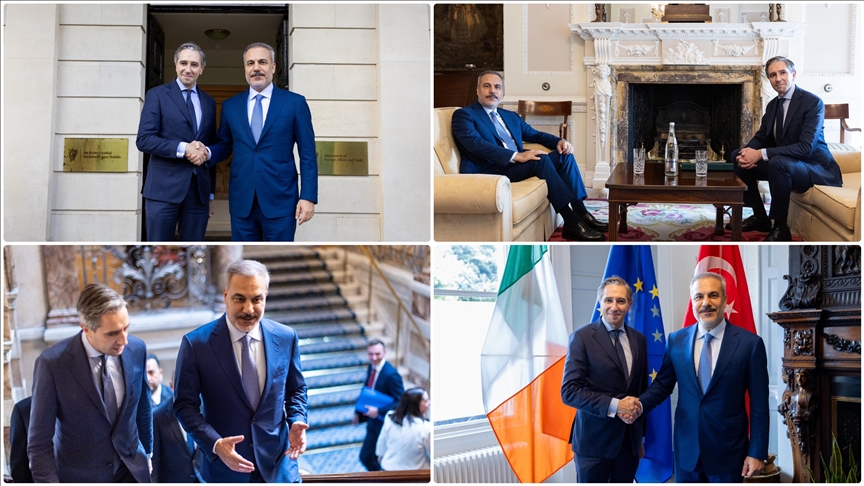 DIŞİŞLERİ BAKANI FİDAN, İRLANDALI MEVKİDAŞI HARRİS İLE DUBLİN'DE GÖRÜŞTÜ