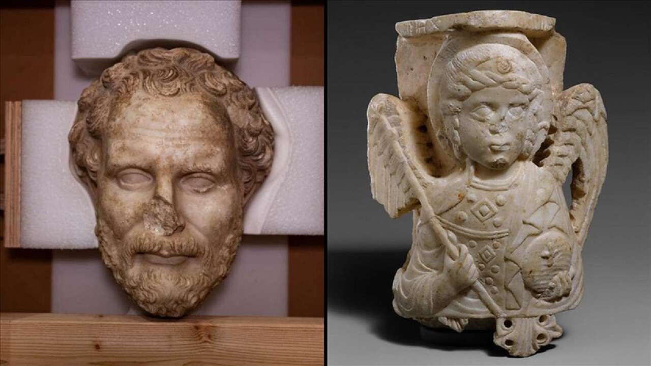 Boubon kökenli bronz imparator heykeli ve mermer Demosthenes başıyla toplam 28 Eser Türkiye'ye dönüyor