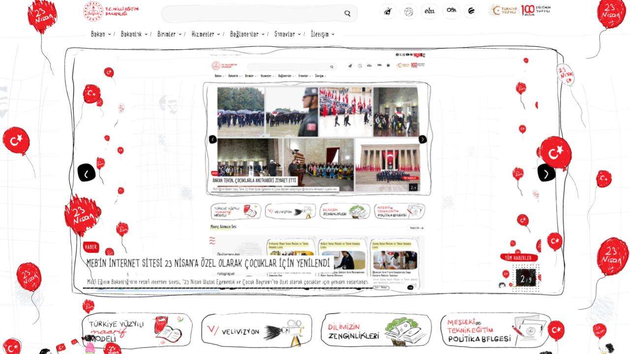 MEB'in internet sitesi 23 Nisan'a özel yeniden tasarlandı