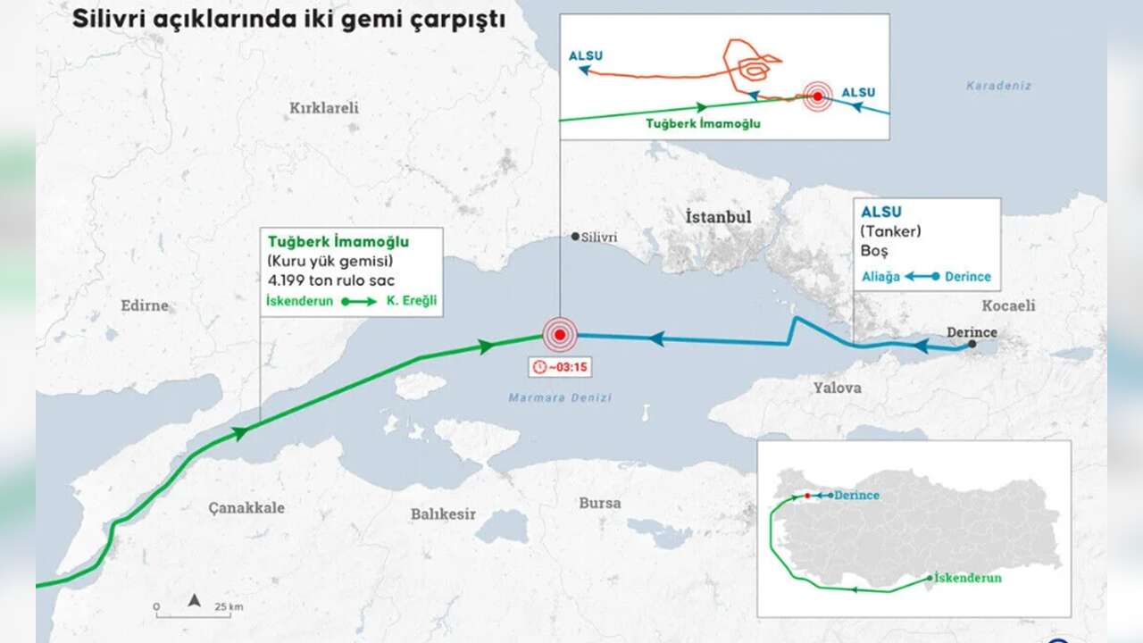 SİLİVRİ AÇIKLARINDA TÜRK BAYRAKLI 2 GEMİ ÇARPIŞTI!