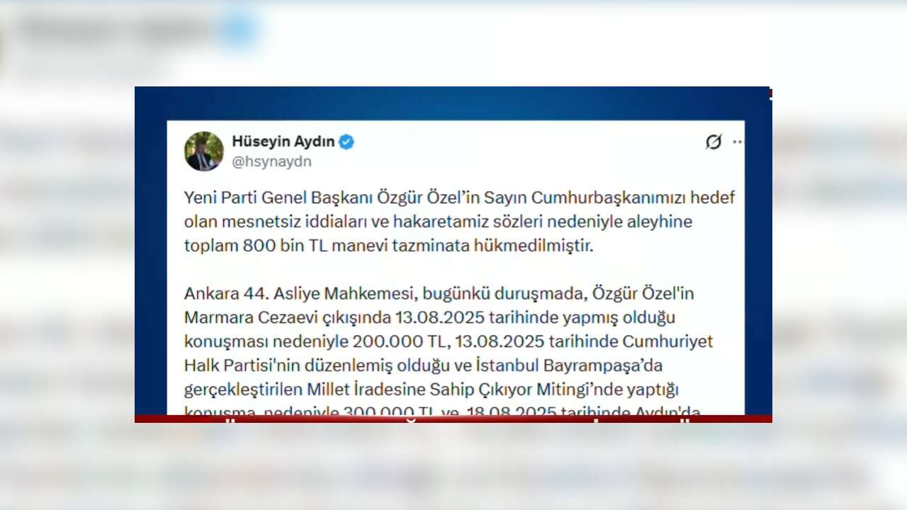 Cumhurbaşkanı Erdoğan, Özgür Özel'den 800 bin lira manevi tazminat kazandı