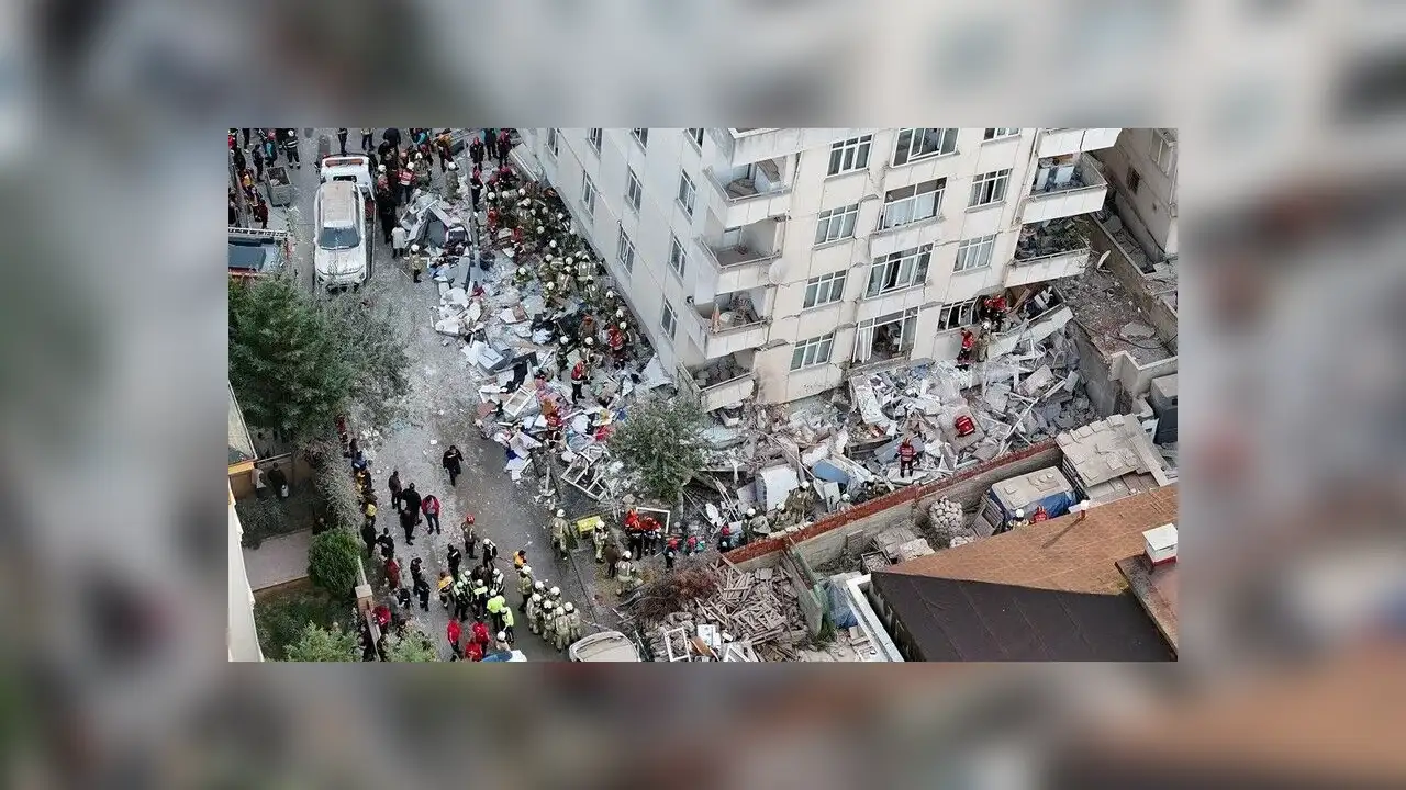 Maltepe'de 7 katlı binada kısmi çökme