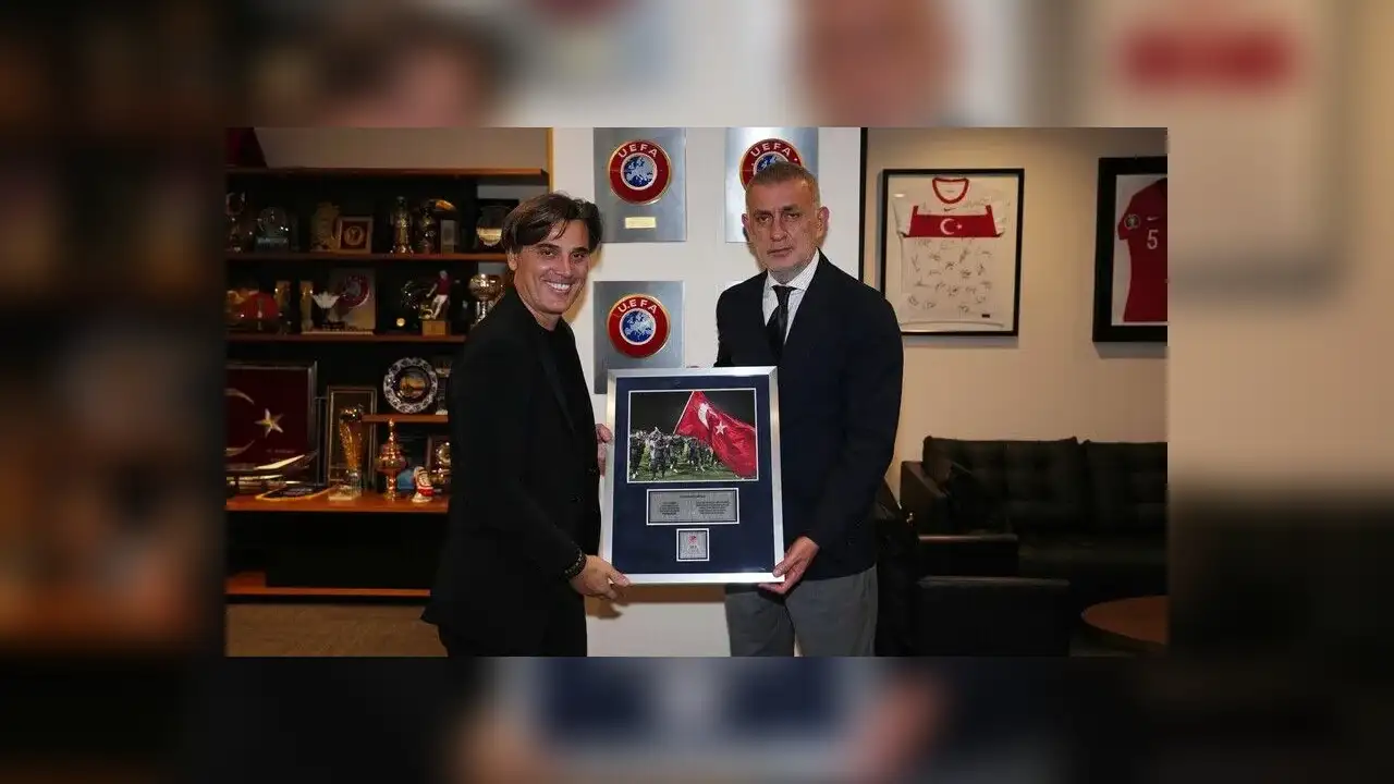 TFF Başkanı Hacıosmanoğlu, teknik direktör Montella ile vedalaştı
