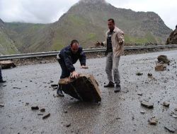 Seyir Halindeki Aracın Üzerine Kaya Parçası Düştü: 1 Yaralı