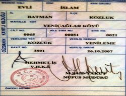 Doğum Yerleri, Nüfus Cüzdanının Ön Yüzünde Kürtçe Arka Yüzünde Türkçe Yazıyor