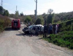 Otomobil TEM'de Şarampole Yuvarlandı: 5 Yaralı