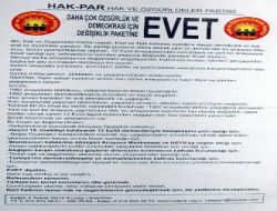 Hak-par'dan Türkçe Ve Kürtçe Bildiriyle 'evet' Çağrısı