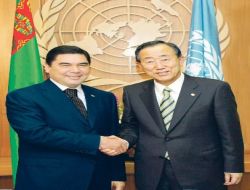 Berdimuhamedov, BM Genel Sekreteri Ban Ki-moon İle Görüştü