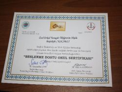 Özel Erkul Tunagür İlköğretim Okulu'na 'beslenme Dostu Okul' Sertifikası