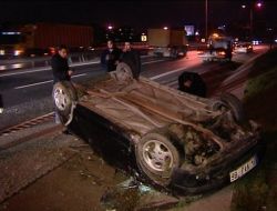 Aşırı Hız Nedeniyle Takla Atan Otomobilin Sürücüsü Yaralandı