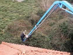 İnşaat İşçileri Mandalinaları Beton Vinci İle Topladı
