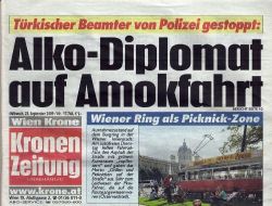 Avusturya Gazeteleri Türk Diplomatın Alkollü Araç Kullandığı İddiasını Birinci Sayfadan Verdi